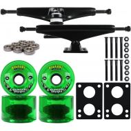 CORE Longboard Skateboard Trucks Combo Set 76mm Bigfoot Cruisers Wheels with Black Trucks, Bearings, and Hardware Package (76mm Green Wheels, 6.0 (8.63) Black Trucks)