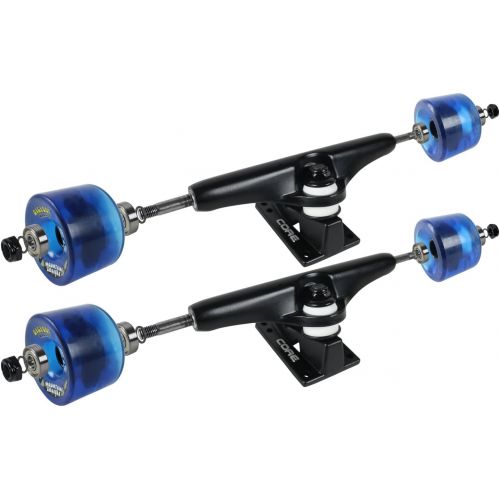  CORE Longboard Skateboard Trucks Combo Set 76mm Bigfoot Cruisers Wheels with Black Trucks, Bearings, and Hardware Package (76mm Blue Wheels, 6.0 (8.63) Black Trucks)