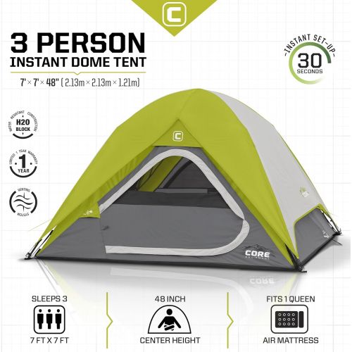  Core 3 Person Instant Dome Tent - 7' x 7'