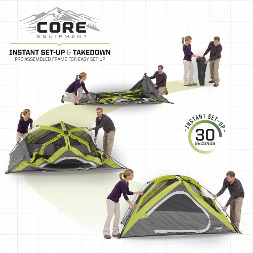  Core Equipment Core 4 Person Instant Dome Tent - 9' x 7', Green