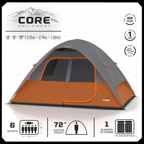  CORE 6 Person Dome Tent 11 x9