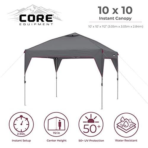  Core 10 x 10 Instant Shelter Pop-Up Canopy Tent with Wheeled Carry Bag