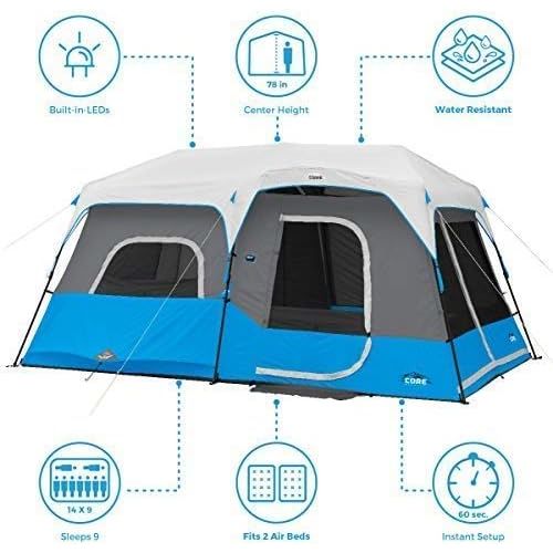  Core 9 Person Lighted Instant Cabin Tent & Footprint