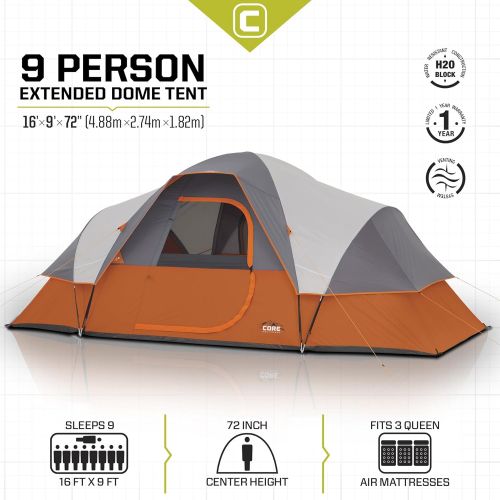  [아마존베스트]Core 9 Person Extended Dome Tent