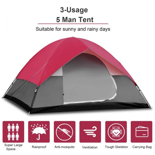  CORE Tangkula 5-6 Person Outdoor Tent Extended Dome 2-Layer Durable Fabric Rainfly Family Picnic Camping Lightweight Carry Bag