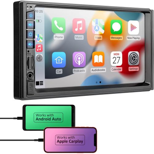  Double Din Car Stereo with Bluetooth - Corehan 7 Inch Touch Screen Car Radio AM FM Compatiable with Carplay Android Auto Mirror Link