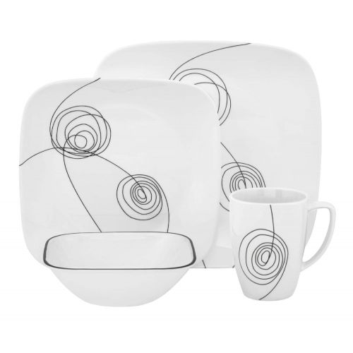  CORELLE Corelle 1095130 Scribble Lines Bruchfest 16-teilig Geschirrsatz fuer 4 Personen