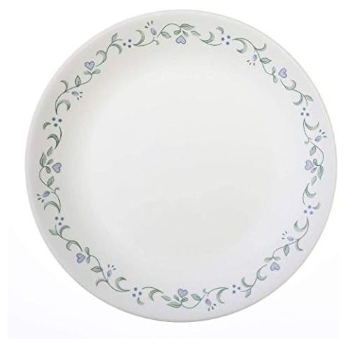  CORELLE Geschirr-Set Country Cottage aus Vitrelle-Glas fuer 4 Personen 16-teilig, Splitter- und bruchfest, gruen/blau