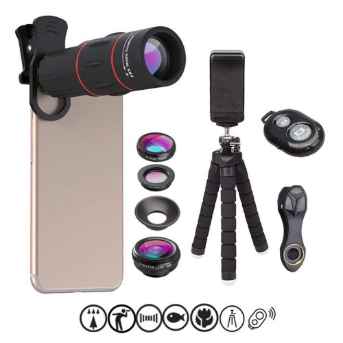  CORESUFUY COREYCHEN 4 in 1 Lens Kit-High Power 18X Monocular Telephoto LensUniversal Cell Phone Camera Lens Smartphone Telephoto Lens with Tripod Cell Phone Lens Kit for iPhone 7, 8, X, 6s P