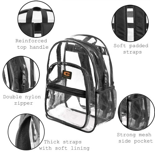  CORJENT Strong-Heavy Duty Clear School Backpack, Reinforced Padded Straps & “Bonus LED Flashlight”