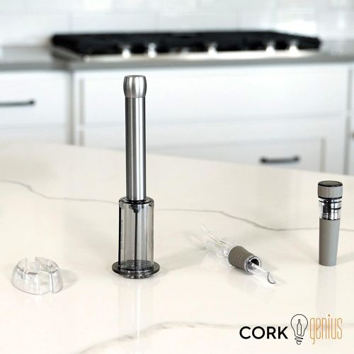  [아마존베스트]Cork Genius Wine Opener Set (4-Piece) with Wine Accessories - Includes Air Pump Bottle Opener, Bottle-Top Aerator, Wine Foil Cutter, and Vacuum Seal Wine Stopper - Premium Stainles