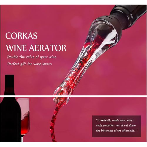  [아마존베스트]Wine Aerator by Corkas, 2020 Premium Wine Pourer Decanter Spout for Aerating Wine Instantly Perfect Gift for Wine Lovers