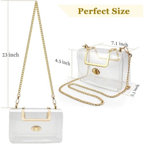  Clear Purse for Women/Girls, Coromay Clear Crossbody Bag NFL & PGA Stadium Approved, Clear Gameday Purse with Removable Chain Strap, Fashionable Design and Fits Many Occasions