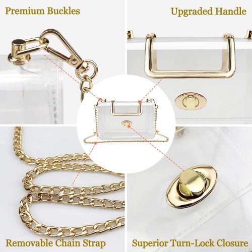  Clear Purse for Women/Girls, Coromay Clear Crossbody Bag NFL & PGA Stadium Approved, Clear Gameday Purse with Removable Chain Strap, Fashionable Design and Fits Many Occasions