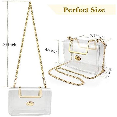  Clear Purse for Women/Girls, Coromay Clear Crossbody Bag NFL & PGA Stadium Approved, Clear Gameday Purse with Removable Chain Strap, Fashionable Design and Fits Many Occasions