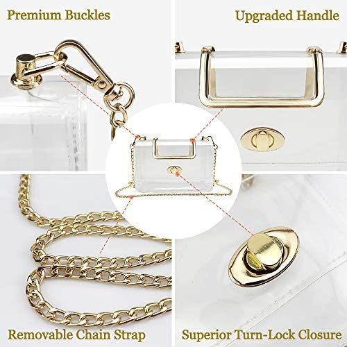  Clear Purse for Women/Girls, Coromay Clear Crossbody Bag NFL & PGA Stadium Approved, Clear Gameday Purse with Removable Chain Strap, Fashionable Design and Fits Many Occasions