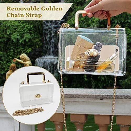  Clear Purse for Women/Girls, Coromay Clear Crossbody Bag NFL & PGA Stadium Approved, Clear Gameday Purse with Removable Chain Strap, Fashionable Design and Fits Many Occasions