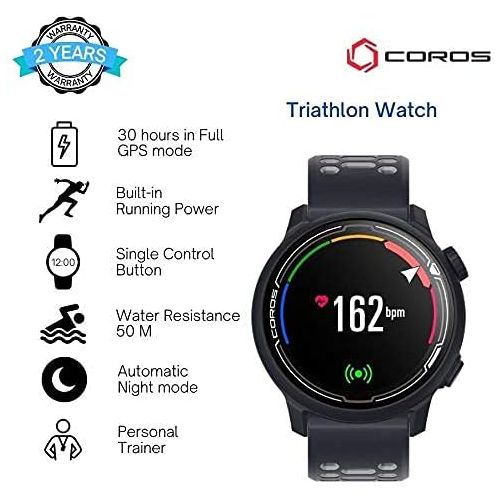  [아마존베스트]COROS PACE 2 GPS Sports Watch Dark Navy with Silicone Strap (Blue)