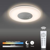 CORSO 18’’ Modern LED Ceiling Light Fixture with Remote Control, 48W 3500 LM, Flush Mount Ceiling Lamp with Dimmable Color Adjustable Smart Timer and Night Light for Living Bed Din