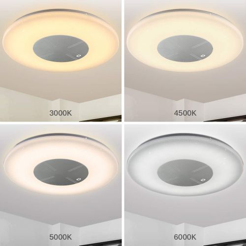  CORSO 18’’ Modern LED Ceiling Light Fixture with Remote Control, 48W 3500 LM, Flush Mount Ceiling Lamp with Dimmable Color Adjustable Smart Timer and Night Light for Living Bed Din