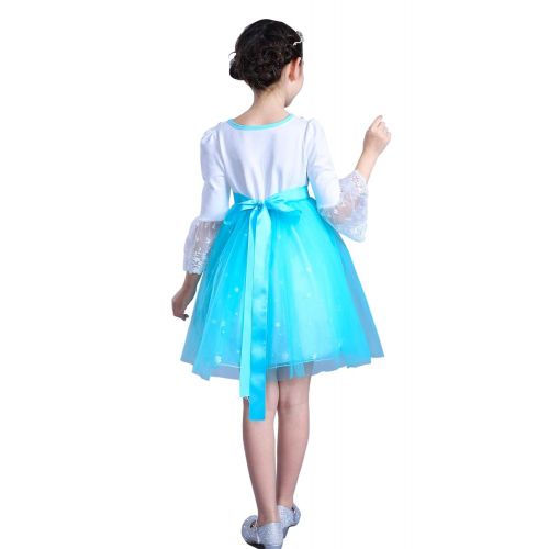  COSCOO Girls Snow Queen Frozen Costume for Girls Princess Dress Anna Elsa Dress for Kids