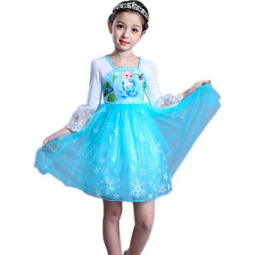  COSCOO Girls Snow Queen Frozen Costume for Girls Princess Dress Anna Elsa Dress for Kids