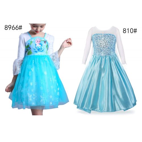  COSCOO Girls Snow Queen Frozen Costume for Girls Princess Dress Anna Elsa Dress for Kids