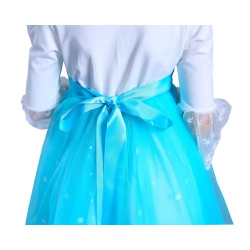 COSCOO Girls Snow Queen Frozen Costume for Girls Princess Dress Anna Elsa Dress for Kids