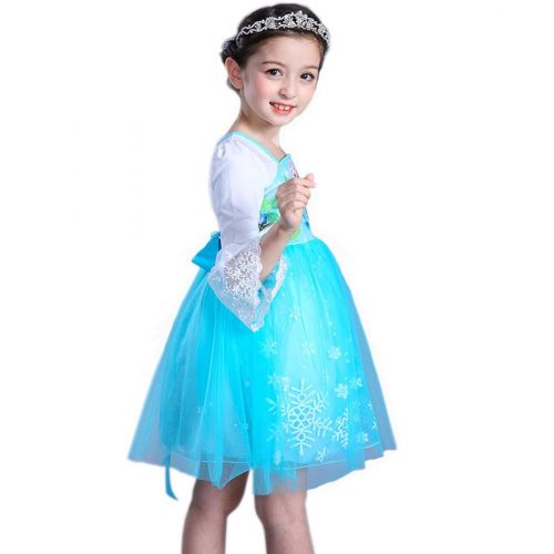  COSCOO Girls Snow Queen Frozen Costume for Girls Princess Dress Anna Elsa Dress for Kids