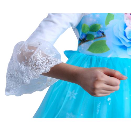  COSCOO Girls Snow Queen Frozen Costume for Girls Princess Dress Anna Elsa Dress for Kids