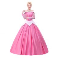 COSKING Aurora Costume for Women, Deluxe Halloween Princess Cosplay Dress with Cloak