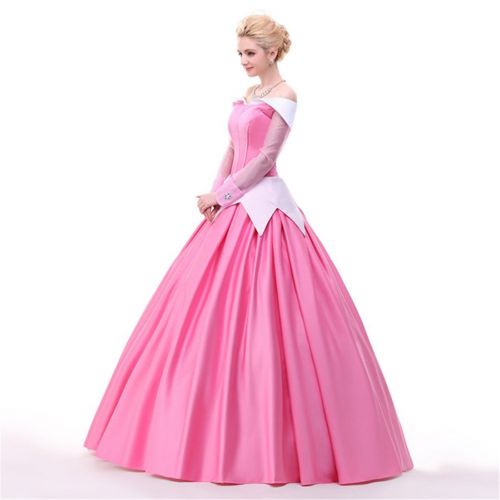  COSKING Aurora Costume for Women, Deluxe Halloween Princess Cosplay Dress with Cloak
