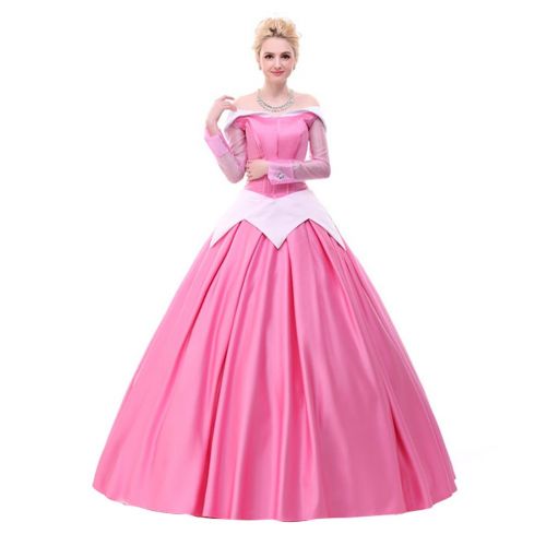  COSKING Aurora Costume for Women, Deluxe Halloween Princess Cosplay Dress with Cloak