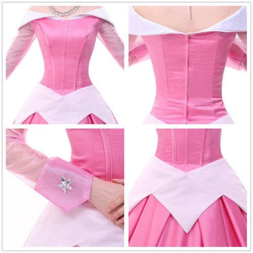  COSKING Aurora Costume for Women, Deluxe Halloween Princess Cosplay Dress with Cloak