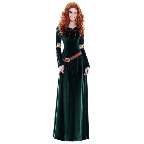  COSKING Princess Merida Costume for Women, Deluxe Halloween Cosplay Dress Long