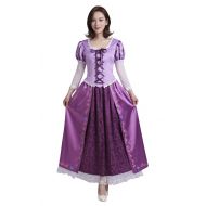 COSKING Rapunzel Costume for Women, Deluxe Halloween Princess Cosplay Dress Purple