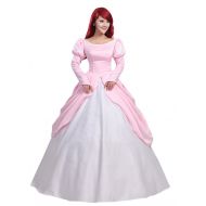 COSKING Princess Ariel Costume for Women, Deluxe Halloween Cosplay Dress Pink Layered Ball Gown