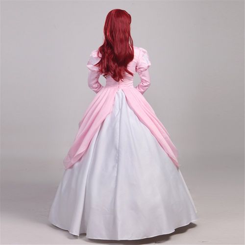  COSKING Princess Ariel Costume for Women, Deluxe Halloween Cosplay Dress Pink Layered Ball Gown