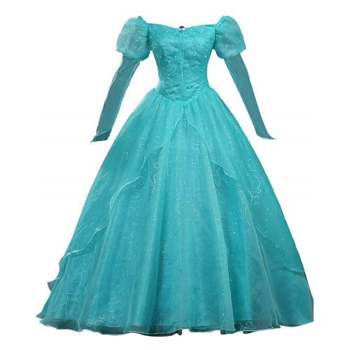  COSKING Mermaid Princess Costume for Women, Deluxe Halloween Ariel Cosplay Dress Green