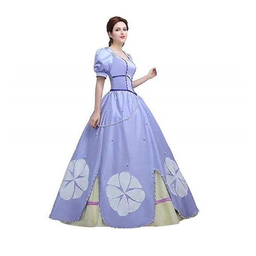  COSKING Princess Sofia Costume for Women, Deluxe Halloween Cosplay Party Dress Ball Gown