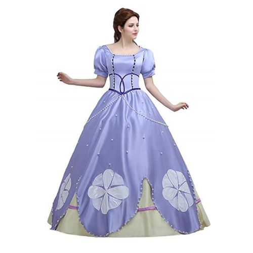  COSKING Princess Sofia Costume for Women, Deluxe Halloween Cosplay Party Dress Ball Gown