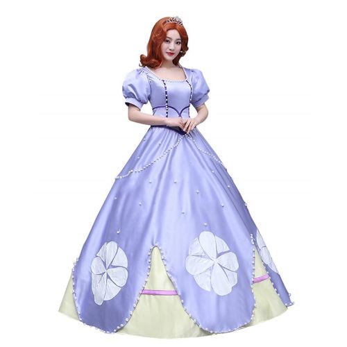  COSKING Princess Sofia Costume for Women, Deluxe Halloween Cosplay Party Dress Ball Gown