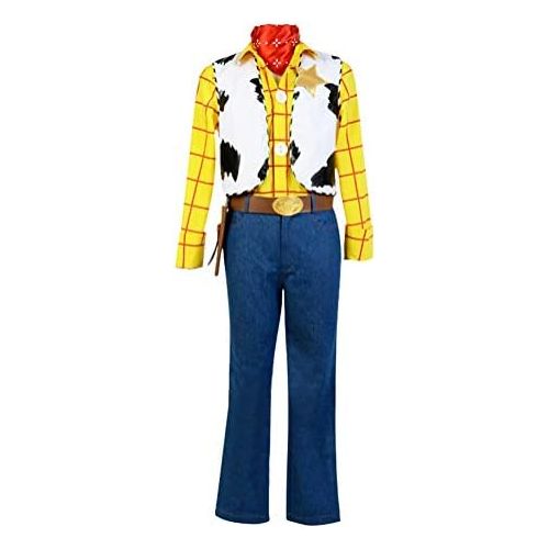  COSKING Woody Costume for Men, Deluxe Halloween PolicemanCowboy Cosplay Party Outfit