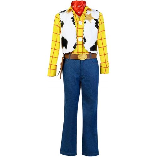  COSKING Woody Costume for Men, Deluxe Halloween PolicemanCowboy Cosplay Party Outfit