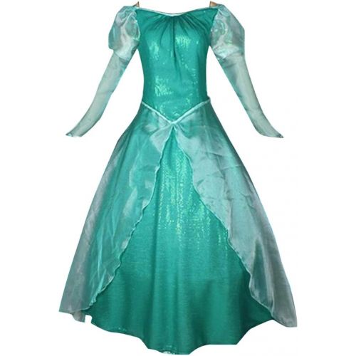  COSKING Mermaid Princess Costume for Women, Deluxe Halloween Ariel Cosplay Dress Green