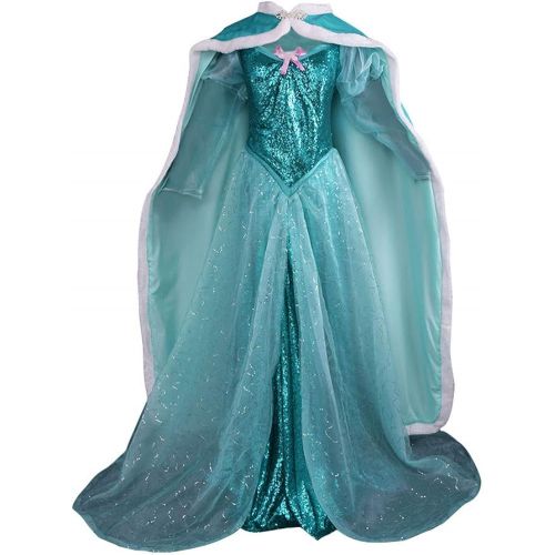  COSKING Mermaid Princess Costume for Women, Deluxe Halloween Ariel Cosplay Dress Green