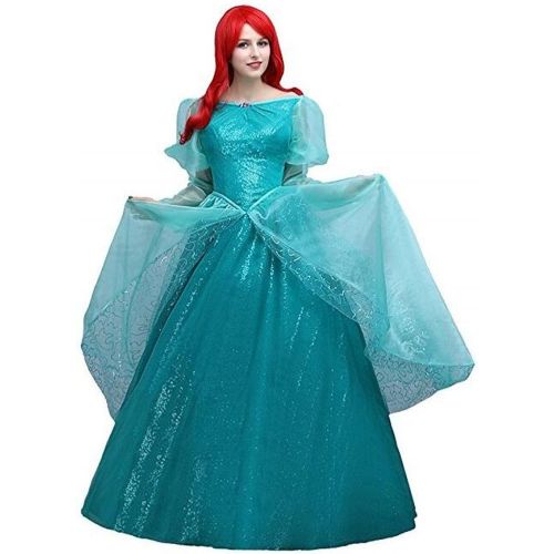  COSKING Mermaid Princess Costume for Women, Deluxe Halloween Ariel Cosplay Dress Green