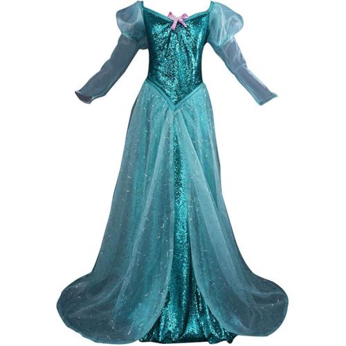  COSKING Mermaid Princess Costume for Women, Deluxe Halloween Ariel Cosplay Dress Green