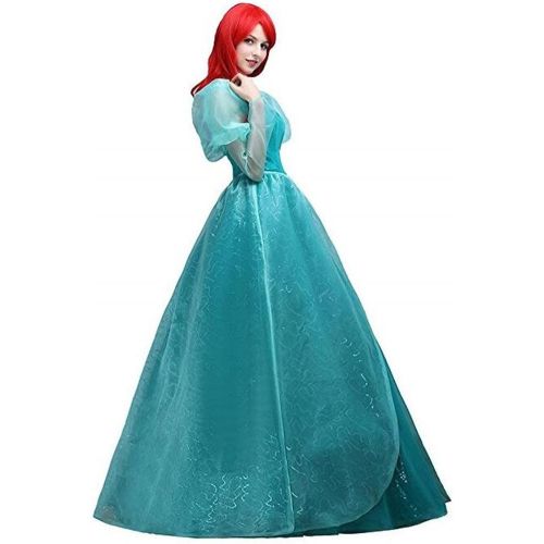  COSKING Mermaid Princess Costume for Women, Deluxe Halloween Ariel Cosplay Dress Green