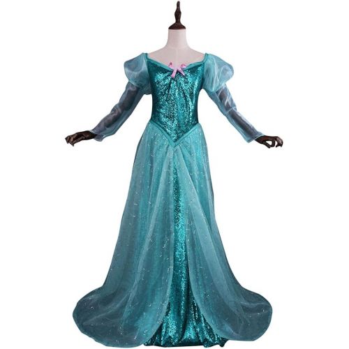  COSKING Mermaid Princess Costume for Women, Deluxe Halloween Ariel Cosplay Dress Green